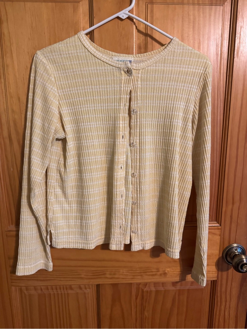 Vintage yellow and white cardigan with decorate buttons size medium
